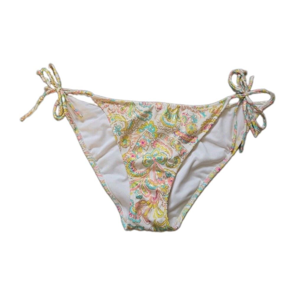 Victoria’s Secret Multicolor Paisley Side Tie Bikini Bottom Swimwear Size M EUC